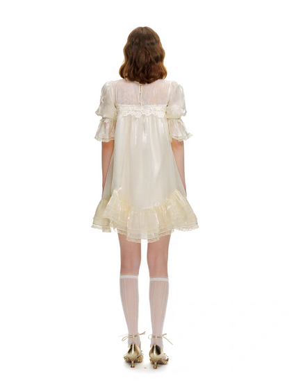 Romance Nanci. Original Design Shimmer Lace Puff Sleeve Dress